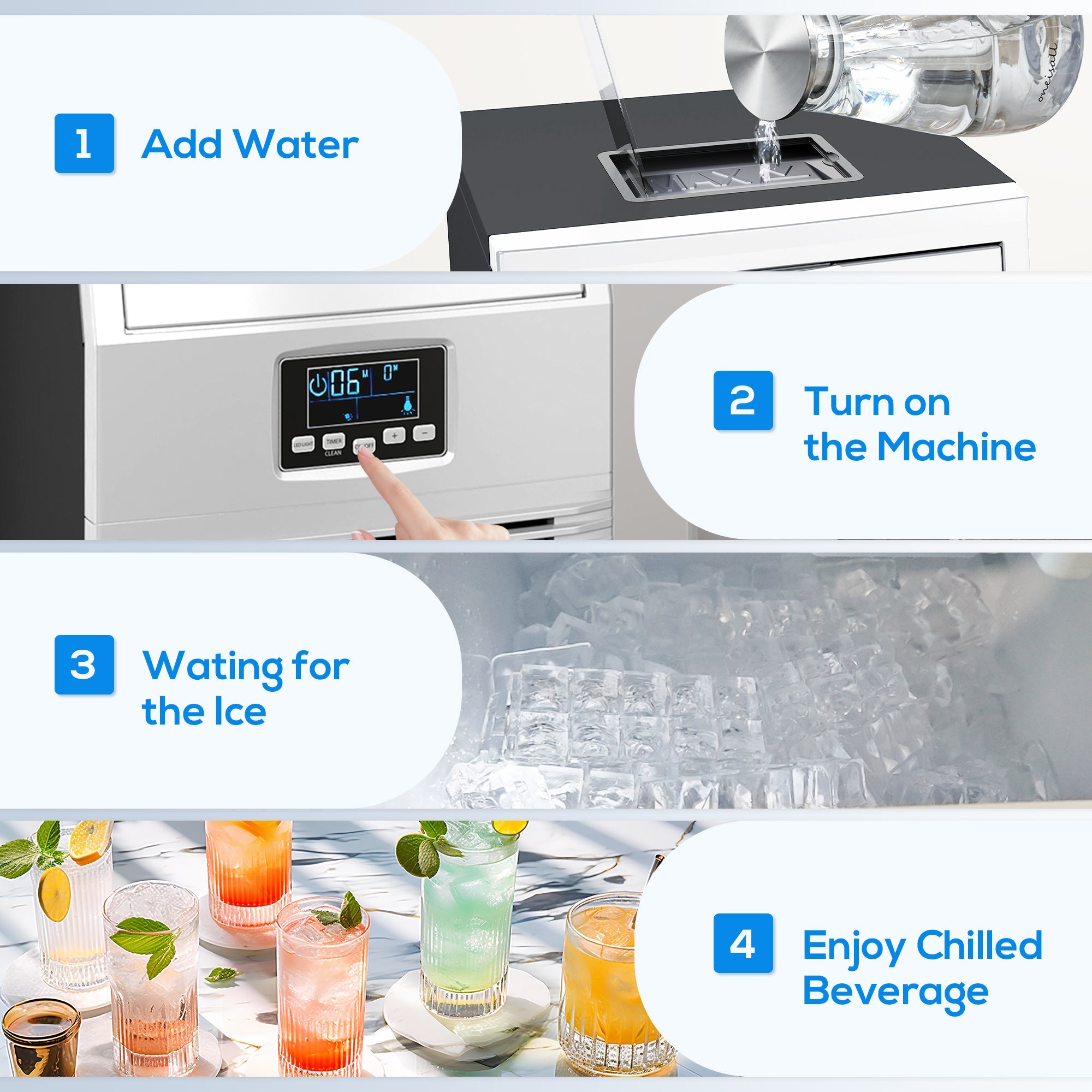 HOMCOM Commercial Ice Maker Machine, Freestanding Industrial Ice Cube Maker with Digital Control, Ice Scoop, Self-cleaning, 4kg Ice Storage, 30kg/24 Hours for Home, Office, Bar, Restaurant 