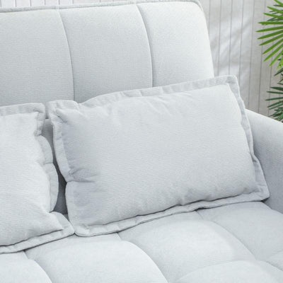 HOMCOM 2 Seater Sofa Bed, 3-in-1 Convertible Sleeper Sofa with Click-clack Adjustable Backrest and 2 Pillows, Light Grey 