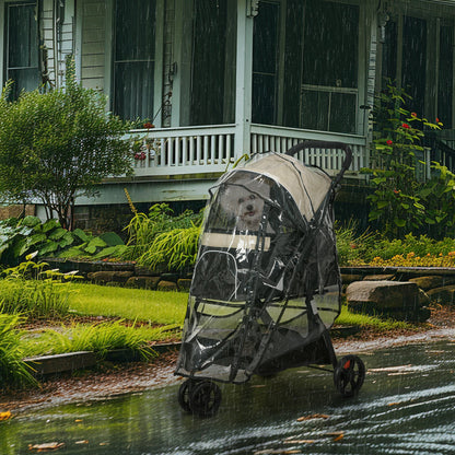 PawHut Foldable Pet Stroller w/ Rain Cover, for XS Dogs, S Dogs - Khaki 