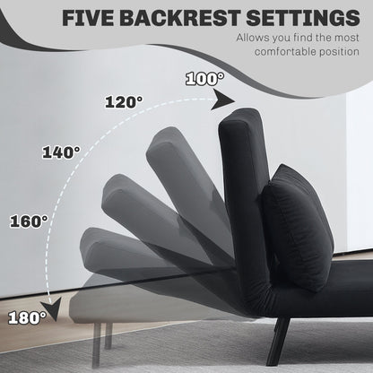 HOMCOM 4-in-1 Velvet-Feel Single Chair Bed, with Pillow - Black 