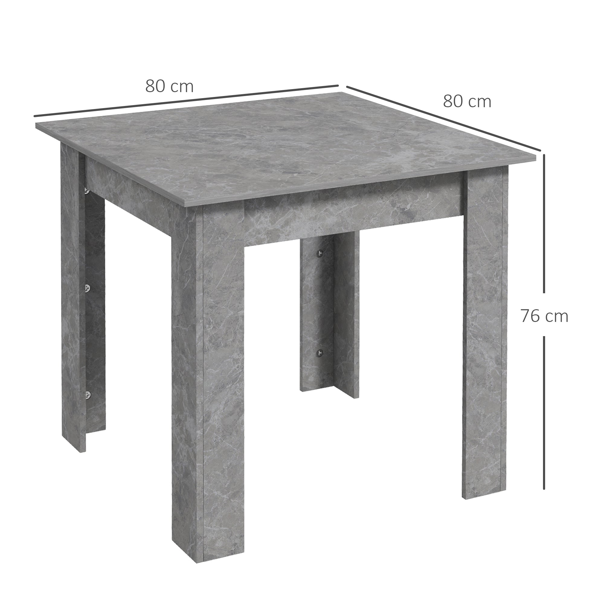 HOMCOM Square Dining Table, Modern Small Dining Table with Faux Cement Effect, Space Saving, Non-slip Foot Pads, Cement Grey 