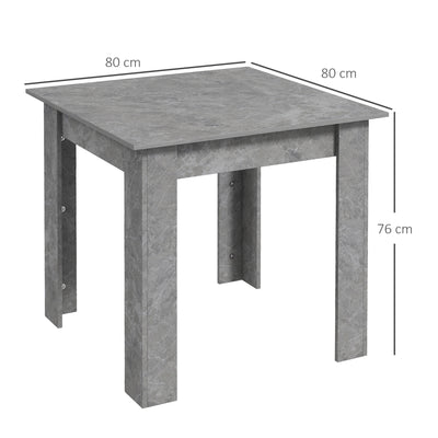 HOMCOM Square Dining Table, Modern Small Dining Table with Faux Cement Effect, Space Saving, Non-slip Foot Pads, Cement Grey 
