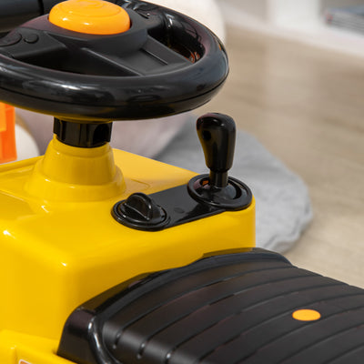 HOMCOM Kids Ride-On Construction Car, with Fork, Tray, Sounds - Yellow 