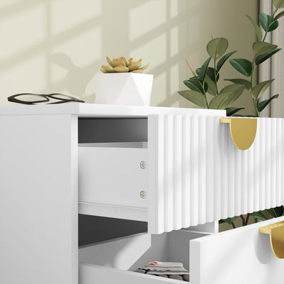 HOMCOM Elegant Two-Drawer Bedside Table - White 