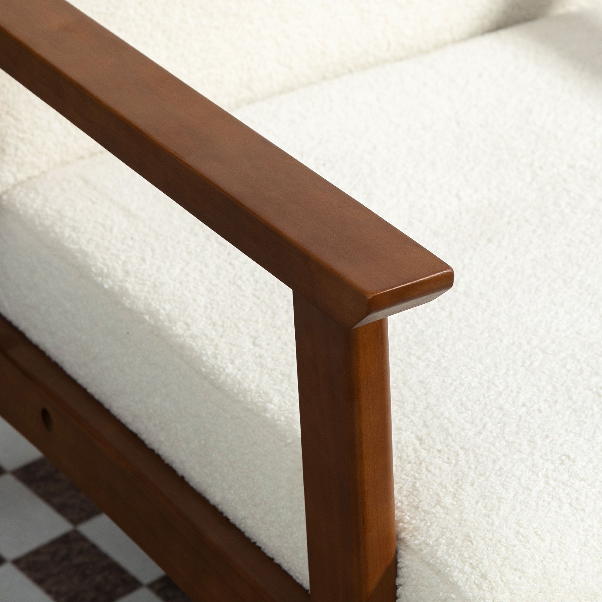 HOMCOM Boucle Seat Mid Century Accent Chair - White 