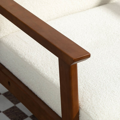 HOMCOM Boucle Seat Mid Century Accent Chair - White 