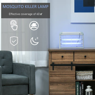 Outsunny Free Standing Wall Hanging 20W Electric Fly Mosquito Killer Electric Fly Zapper, Bug Zapper, Insect Killer, Grey 