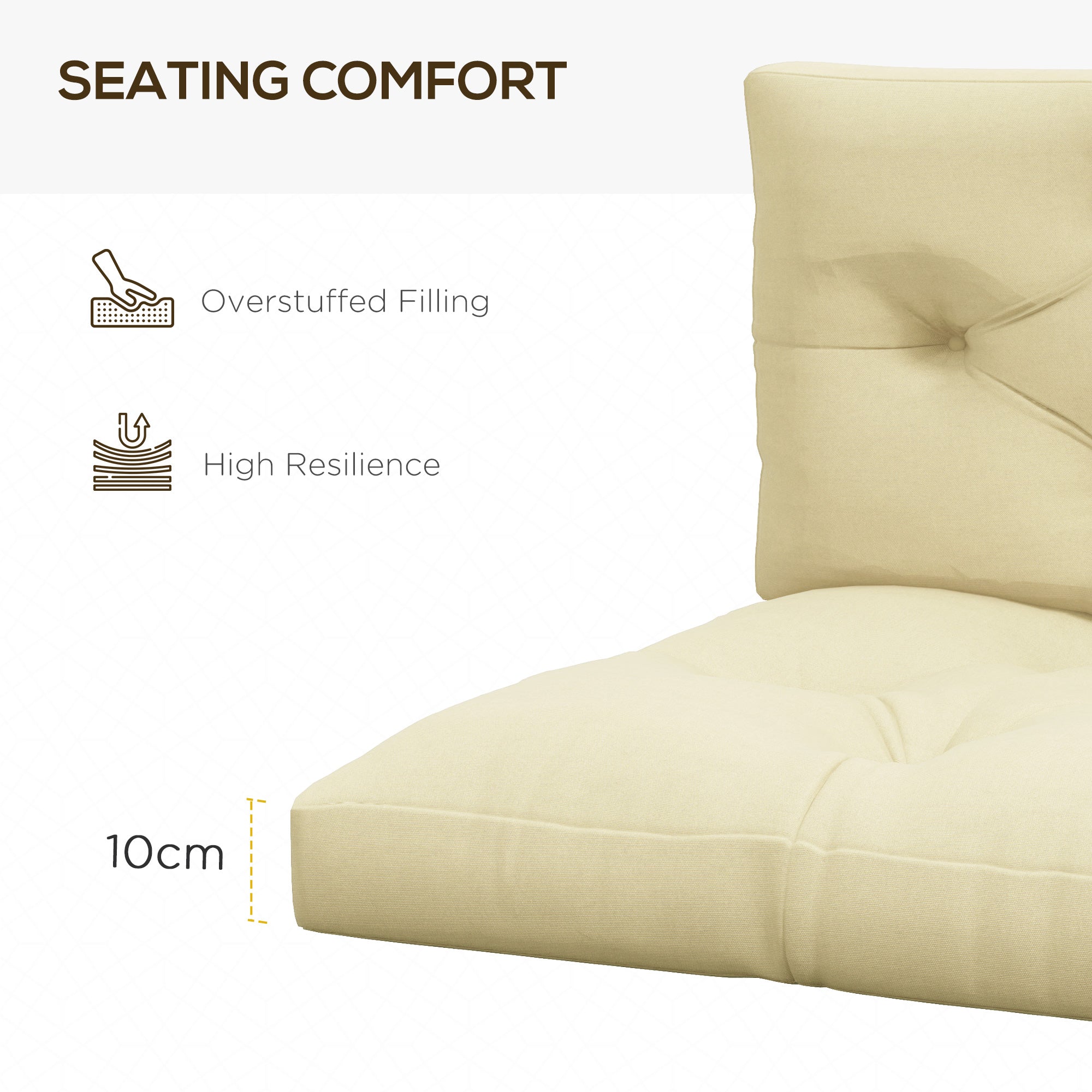 Outsunny Seat and Back Padded Pallet Cushion Set - Beige 