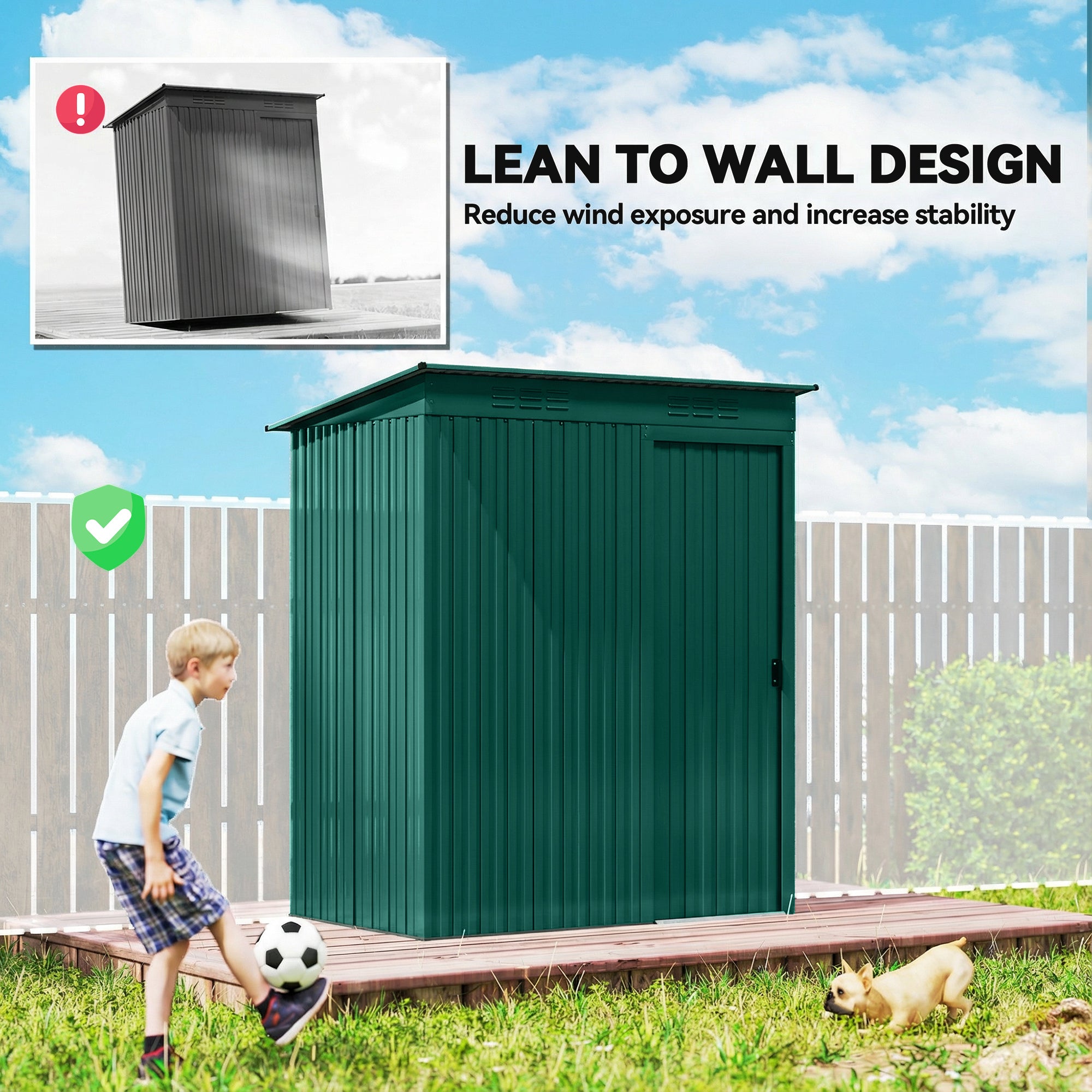 Outsunny 5 x 3.5ft Metal Garden Storage Shed with Effortless Assembly and 2 Pairs of Gloves, Waterproof Outdoor Shed, Green 