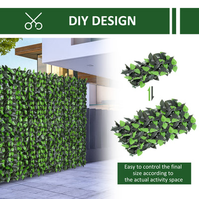 Outsunny Artificial Leaf Hedge Screen Privacy Fence Panel for Garden Outdoor Indoor Decor 3M x 1M Light Green and Dark Green 