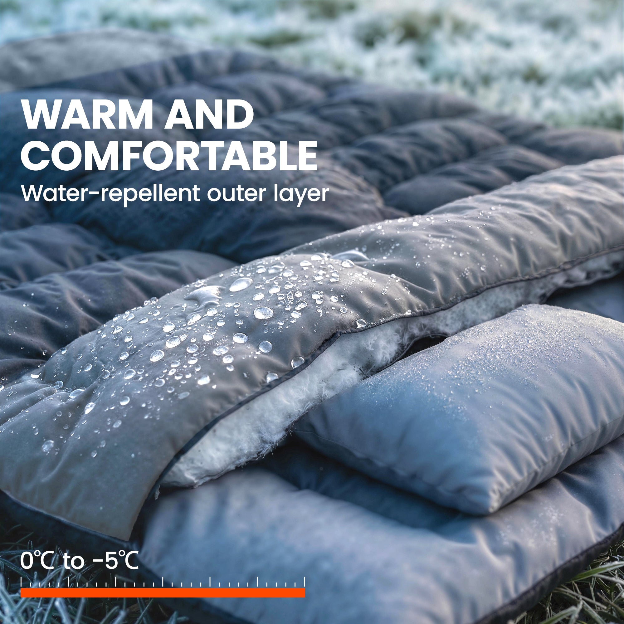 Outsunny Double Sleeping Bag with 2 Pillows, 220 x 160 cm Extra-Large Sleeping Bag for Adults, Black and Grey 