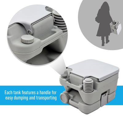 HOMCOM 10L Portable Travel Toilet Outdoor Camping Picnic with 2 Detachable Tanks & Push-button Operation, Grey 