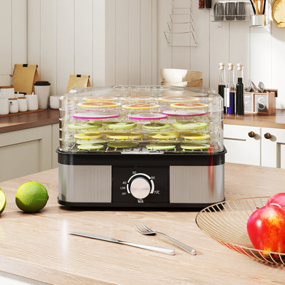 HOMCOM 5 Tier Food Dehydrator, 245W Stainless Steel Food Dryer Machine with Adjustable Temperature for Drying Fruit, Meat, Vegetable, Jerky and Pet Treat, Black 