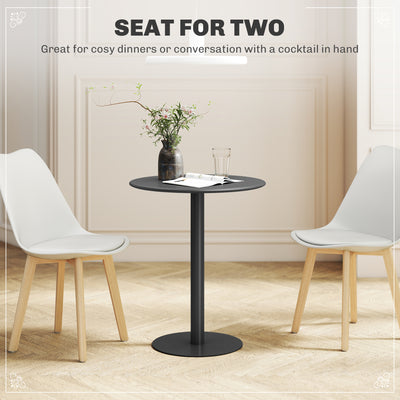 HOMCOM Dining Table, Round Kitchen Table with Steel Base for Living Room, Dining Room, 60 x 60 x 72cm, Black