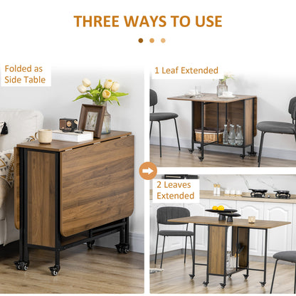 HOMCOM Six-Person Drop Leaf Dining Table - Brown/Black 