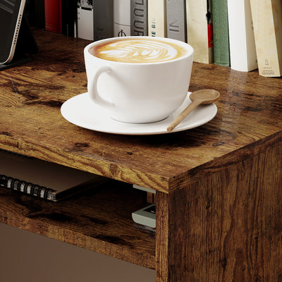HOMCOM Boxy Work Desk, with Shelf - Wood-Effect 