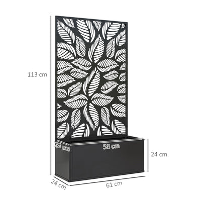 Outsunny Outdoor Metal Planter, with Back Trellis - Black 