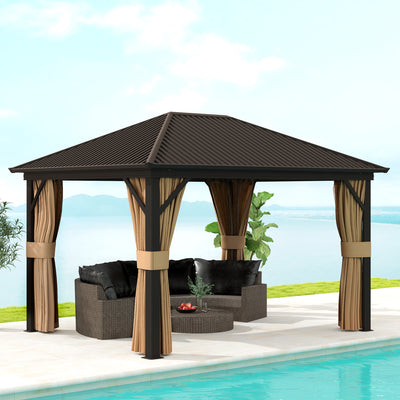 Outsunny 3.6 x 3(m) Aluminium Frame Hardtop Gazebo, with Accessories 