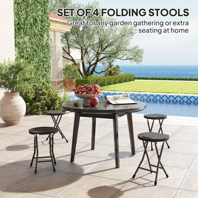 Outsunny Set of Four Folding Carry Stools - Charcoal Grey 