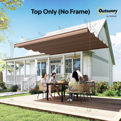 Outsunny Retractable Pergola Cover, 3.5 x 2.6 m Replacement Canopy Fabric for 4 x 3 m Frame, Roof Top Only, Brown 