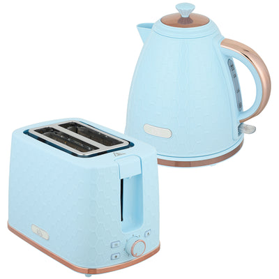 HOMCOM 1.7L 3000W Fast Boil Kettle & 2 Slice Toaster Set, Kettle and Toaster Set with Auto Shut Off, Browning Controls, Light Blue 