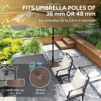 Outsunny Round Garden Parasol Base, Garden Umbrella Stand Heavy Duty Parasol Base, Filled Up to 20kg with Stand or 18kg with Water for Garden, Poolside, Black 