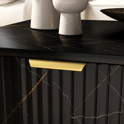 HOMCOM Elegant Marble Effect Storage Coffee Table - Black 