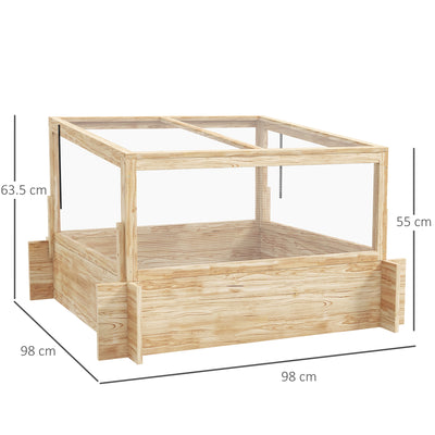 Outsunny 2-In-1 Wooden Greenhouse Planter Box - Natural 