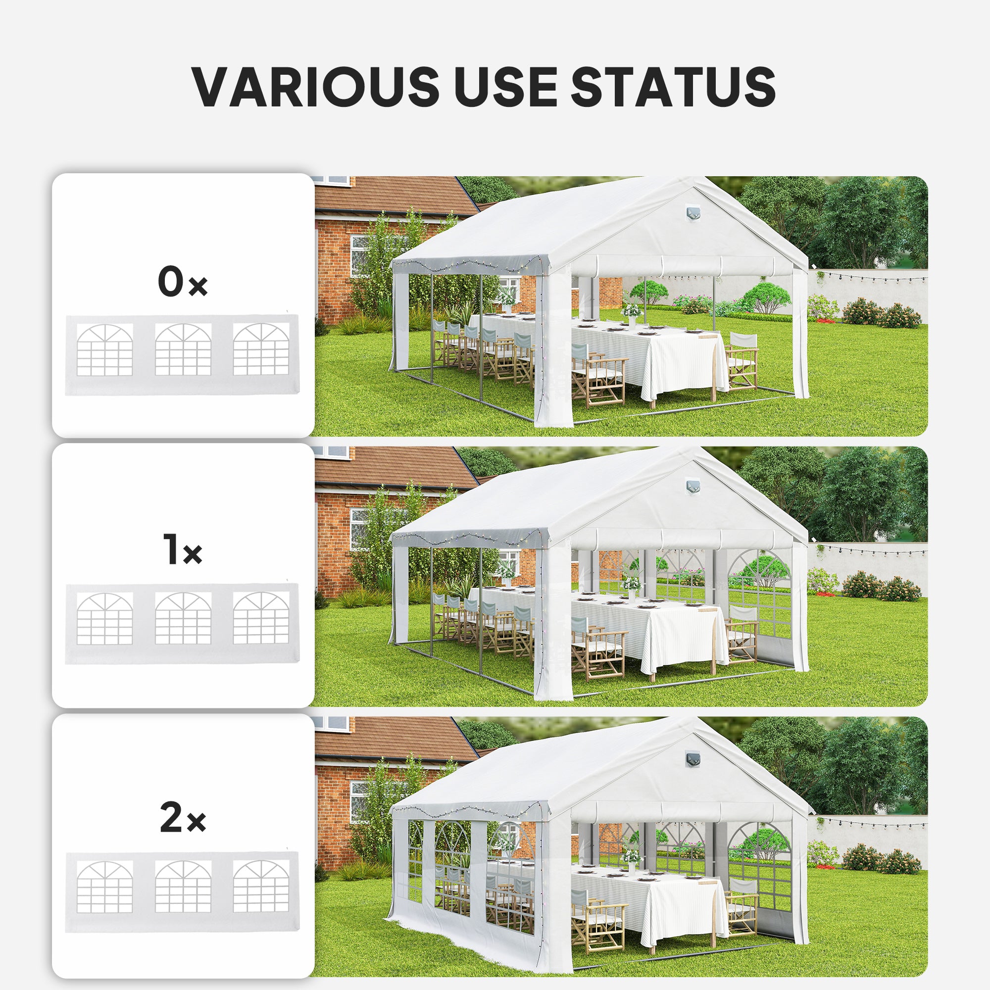 Outsunny 6 x 4 m Party Tent, Heavy Duty Gazebo Canopy with Windows, Outdoor Party Wedding Tent with 4 Removable Sidewalls 