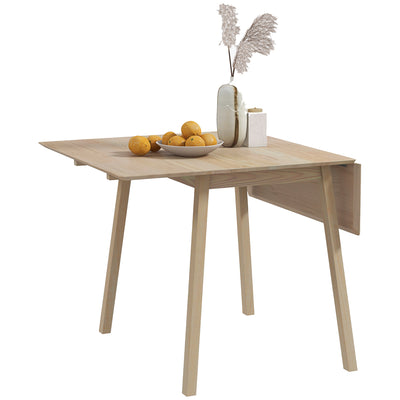 HOMCOM Solid Wood Folding Dining Table, Drop Leaf Table for 2-4 People,  Rectangle Kitchen Table for Small Space, Natural Wood Finish 