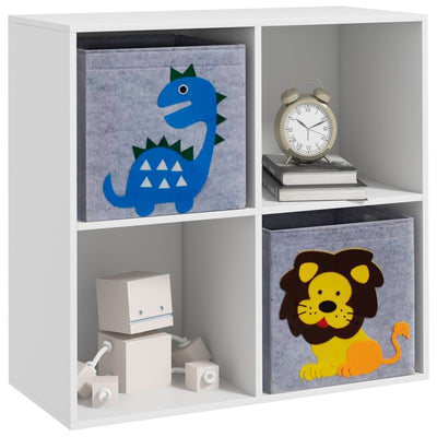 ZONEKIZ Kids Toy Box with Two Non-Woven Fabric Drawers, 61.8 x 29.9 x 61.8cm - White 