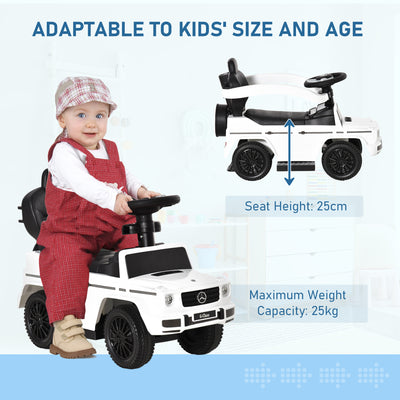HOMCOM 3 in 1 Kids Children Ride on Push Car Toddler Sliding Car G350 Licensed Walker Foot to Floor Slider Push-Along with Horn Steering Wheel NO POWER Manual, White 