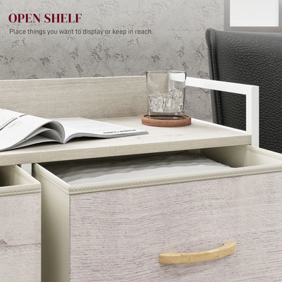 HOMCOM Rustic Chest of Six Fabric Drawers - Natural 