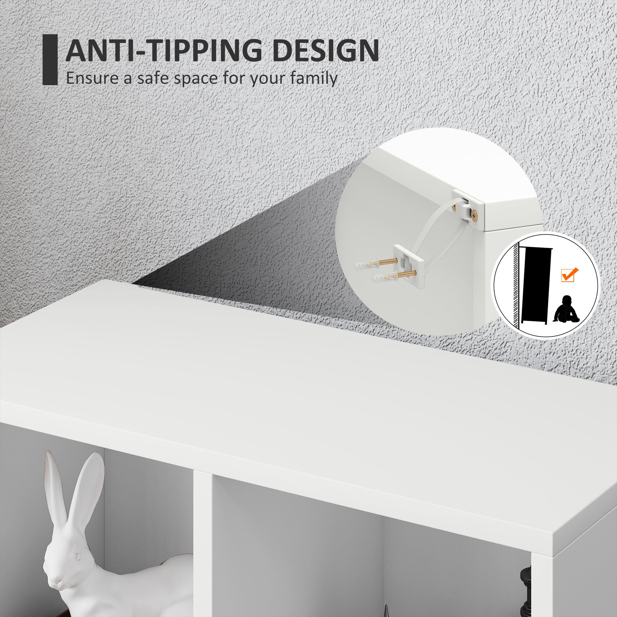 HOMCOM 2-Tier Bookshelf with 5 Compartments - White 