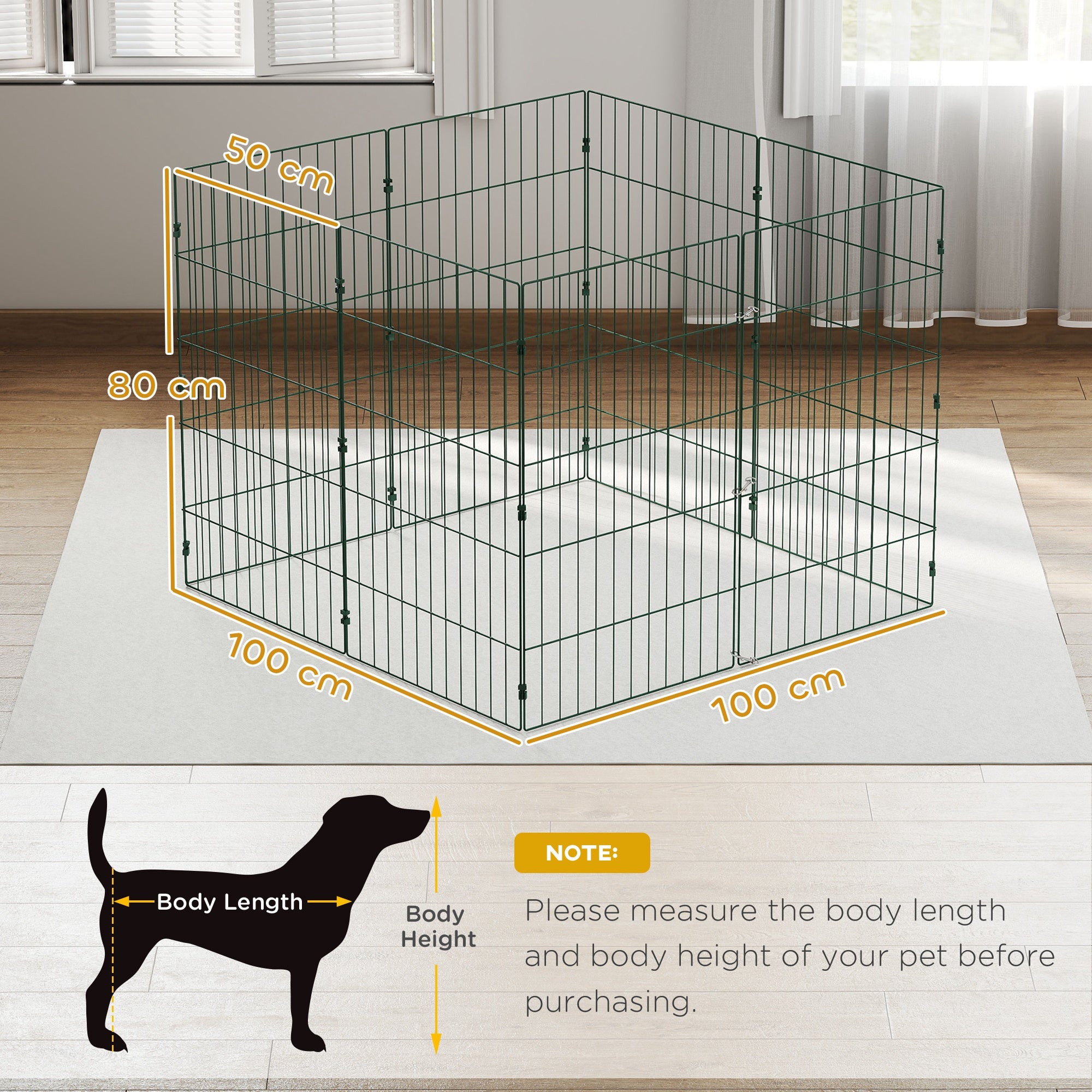 PawHut 8 Panel Pet Playpen for Medium Dogs Indoor Outdoor 80 cm Height 