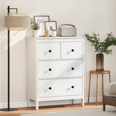 HOMCOM Modern Chest of Drawers, 4 Drawer Dresser Clothes Storage Organiser for Living Room, Hallway, Entryway, White 