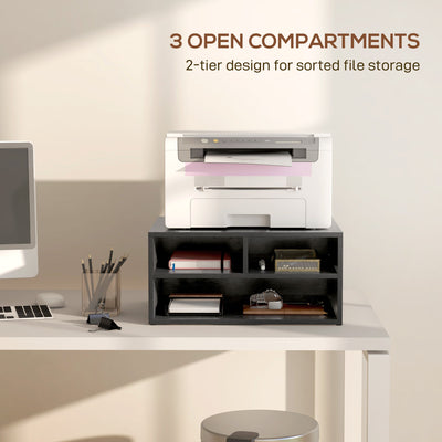HOMCOM Three-Compartment Printer Storage Cabinet - Black 