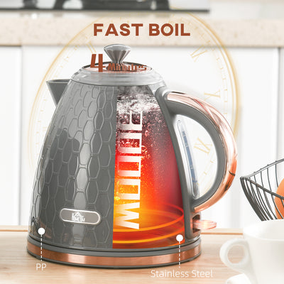 HOMCOM 3kW Rapid Boil Honeycomb Kettle - Grey 