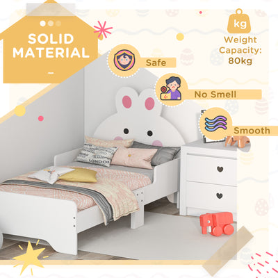 ZONEKIZ Rabbit-Designed Toddler Bed, Kids Bedroom Furniture - White 