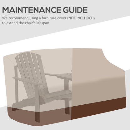 Outsunny Wooden Outdoor Double Adirondack Chairs Loveseat w/ Centre Table and Umbrella Hole, Garden Patio Furniture for Lounging and Relaxing, Grey 