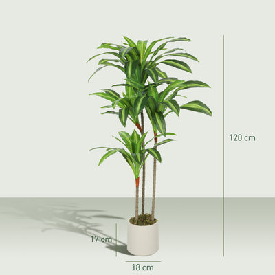 HOMCOM 120cm Artificial Dracaena Tree with Bendable Trunks - Green 