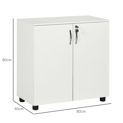 Vinsetto Two-Tier Locking Office Storage Cabinet - White 