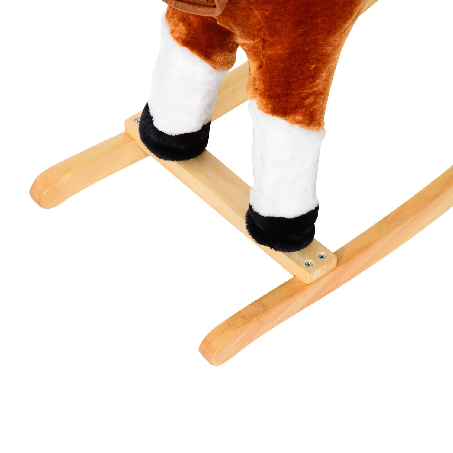 HOMCOM Baby Rocking Horse Plush Ride on Animals Rocker with Sound Handle Grip for kids 3-6 years - Brown 
