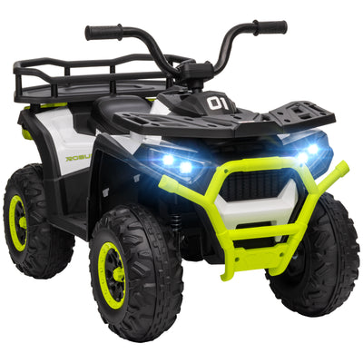AIYAPLAY 12V Kids Electric Ride on ATV, Battery Powered Quad Bike w/ Spring Suspension, Forward Backward, Storage Basket - Green 