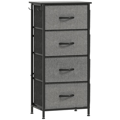 HOMCOM Chest of Four Fabric Drawers - Charcoal Grey 