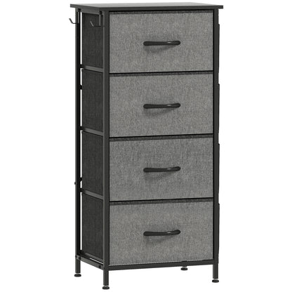 HOMCOM Chest of Four Fabric Drawers - Charcoal Grey