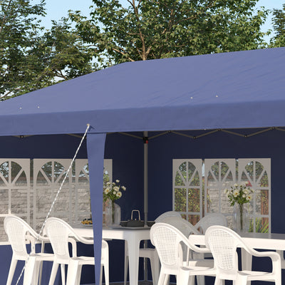 Outsunny 3 x 6m Pop Up Gazebo, Height Adjustable Marquee Party Tent with Sidewalls and Storage Bag, Blue 