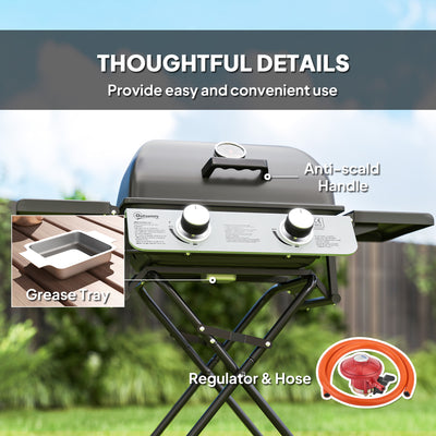 Outsunny Two-Burner Portable Suitcase BBQ - Black 