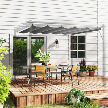 Outsunny Retractable Pergola Shade Cover, Replacement Canopy Fabric for 3 x 3 (m) Pergola, Gazebo Retractable Roof, Light Grey 