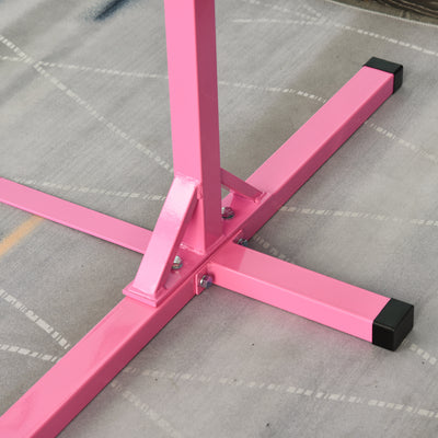 HOMCOM Height Adjustable Gymnastics Horizontal Bar for Kids, Children Junior Kip High Bar Fitness, Pink 